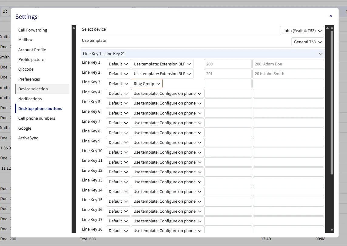 Configuration des touches de fonction dans Digitis Cloud