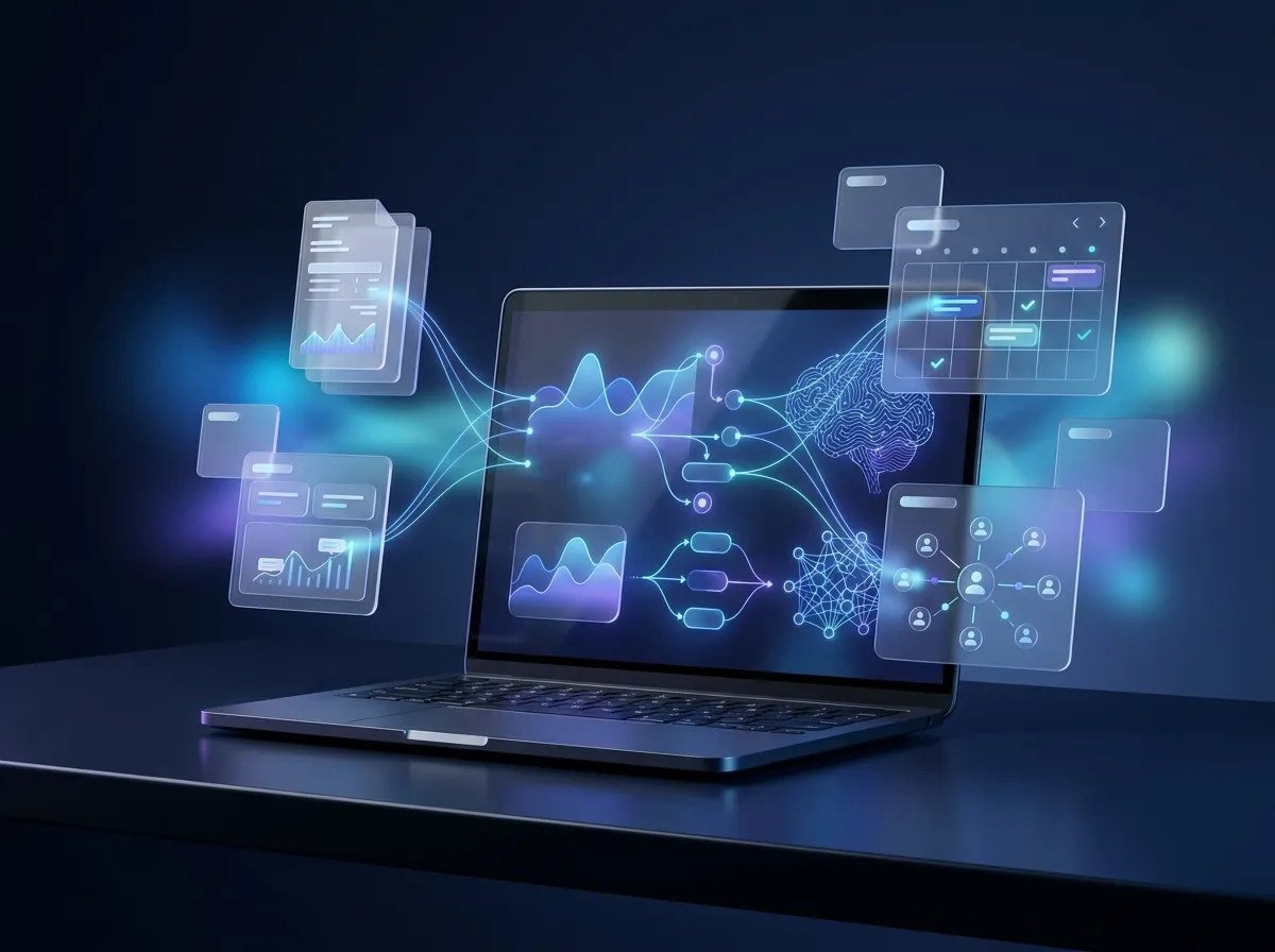 Intégration IA pour PME — tableaux de bord, automatisations et flux de données connectés