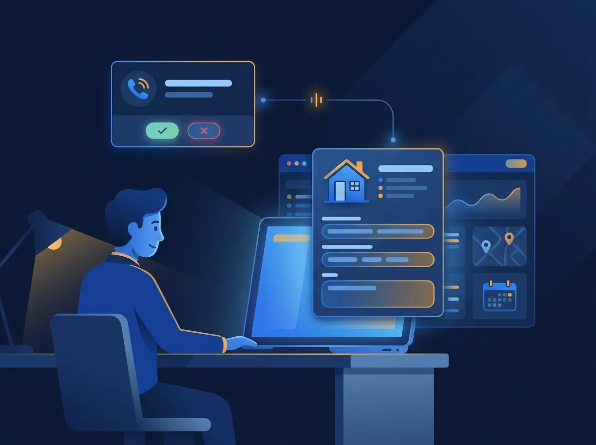 Illustration : appel entrant et ouverture automatique de la fiche contact dans le CRM immobilier