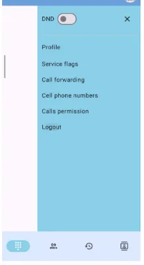 Menu paramètres de l’application