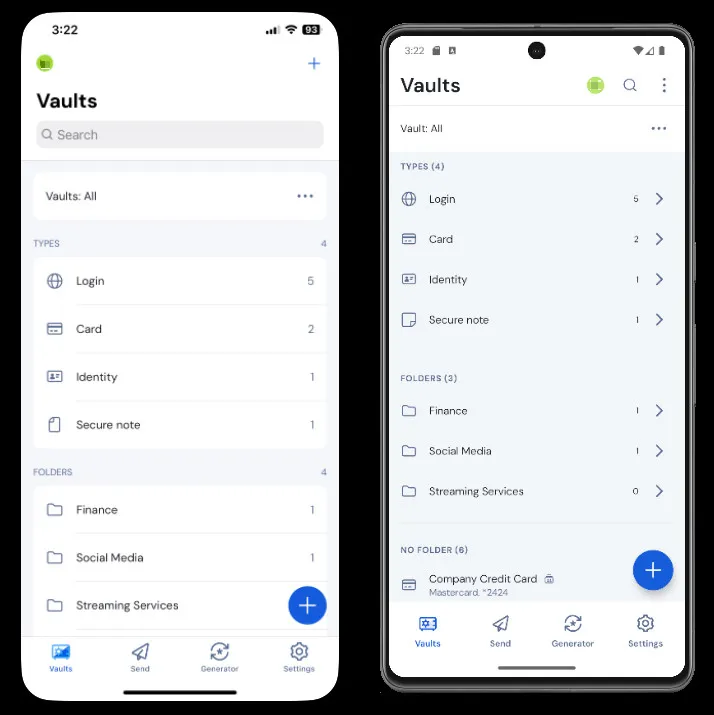 Application mobile Bitwarden : coffre-fort