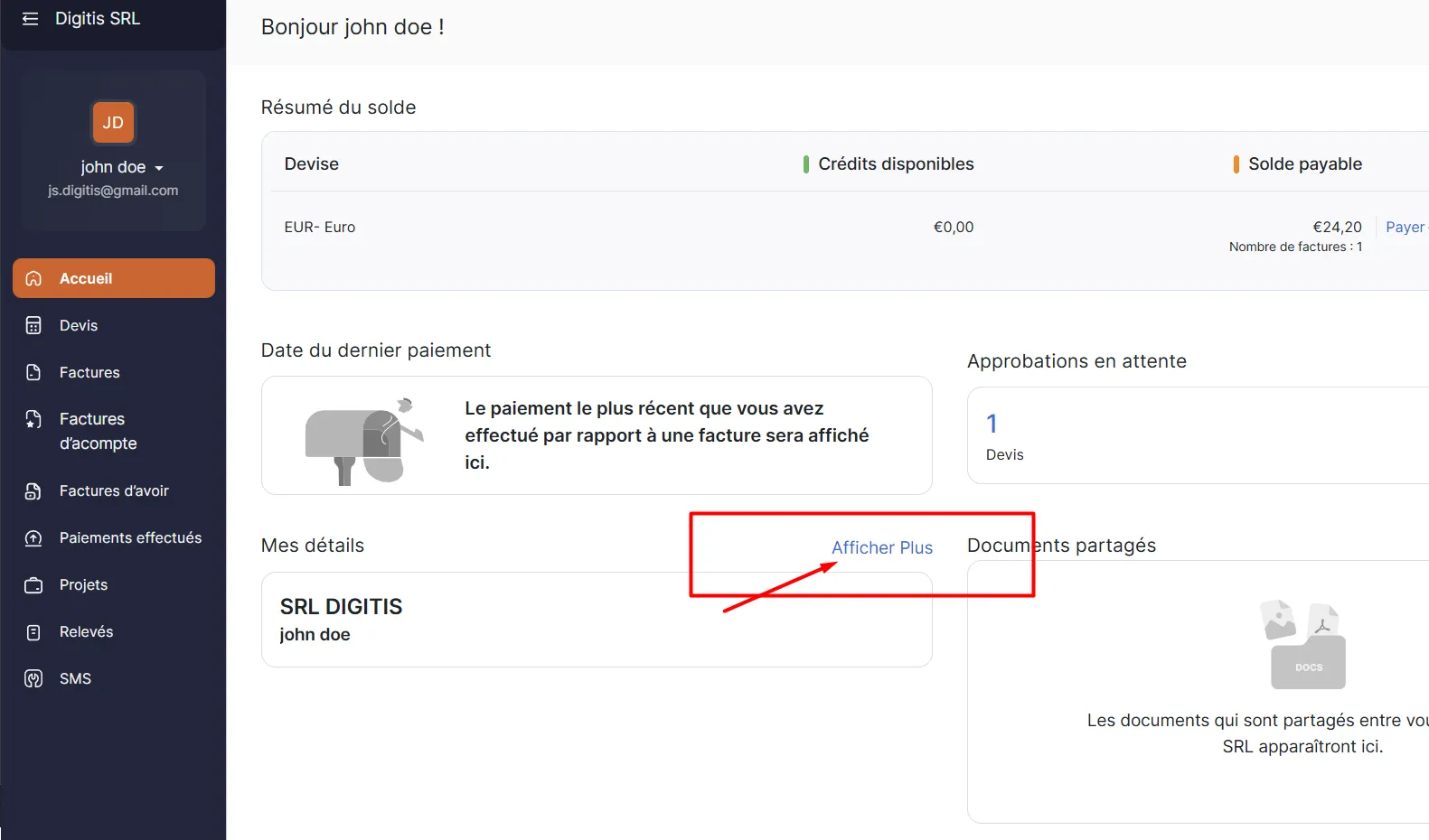 Modifier mes coordonnées de facturation, illustration 2