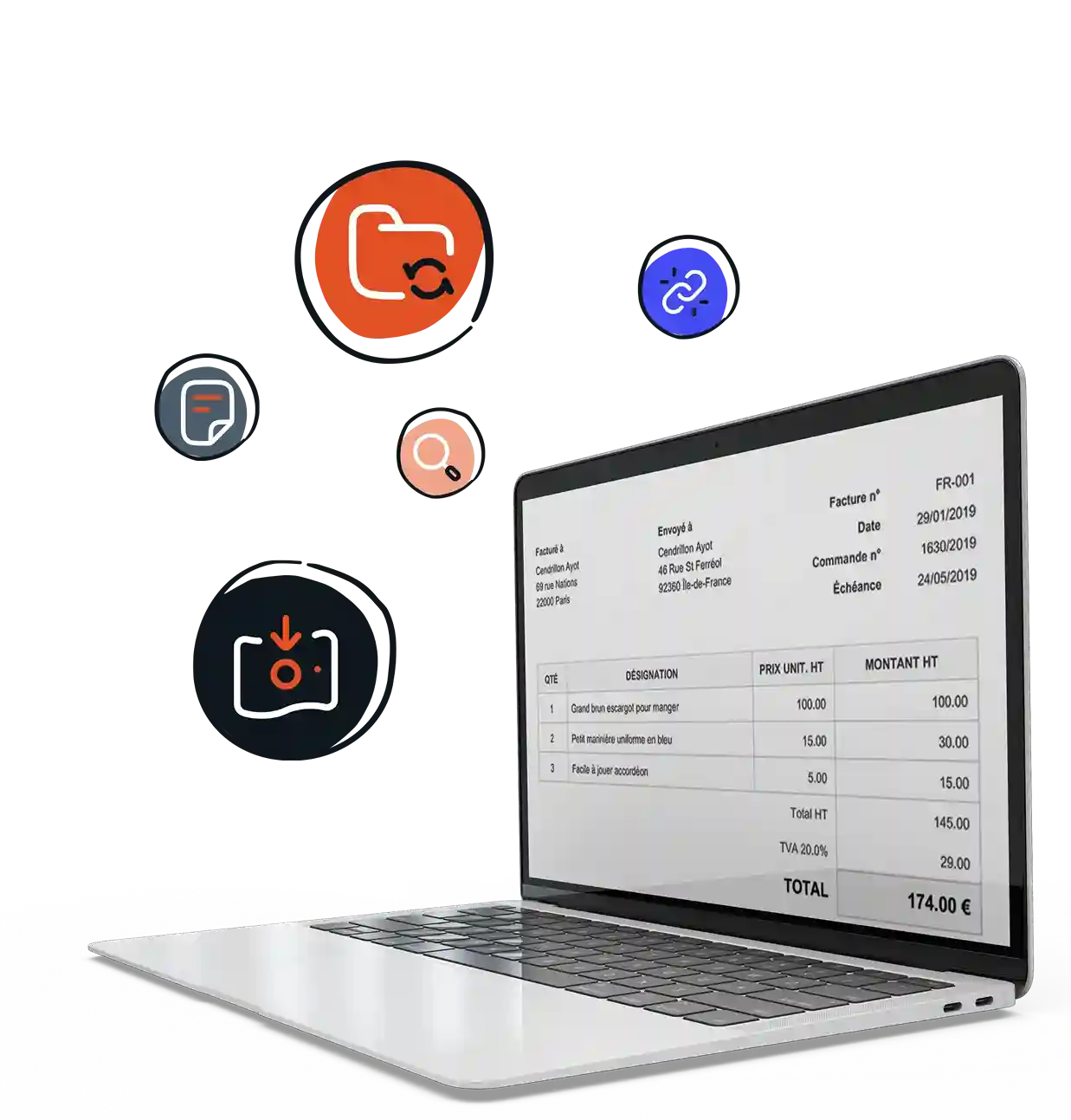 Ordinateur portable illustrant la gestion des appels urgents et la maîtrise des coûts en déplacement