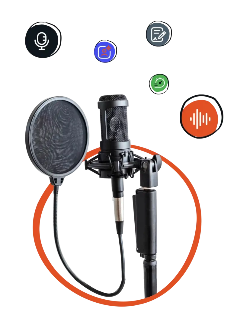 Microphone de studio illustrant le service Digitis studio pour un répondeur professionnel