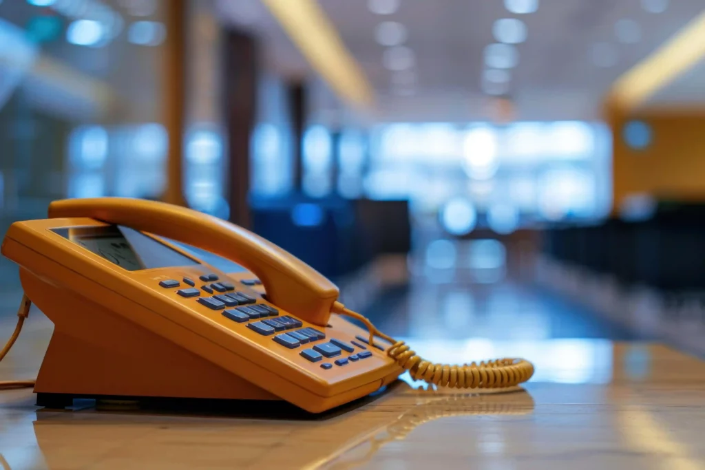 Téléphone de bureau traditionnel illustrant la différence technique entre VOIP ou ligne fixe